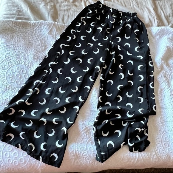 Casual Elastic Waist Moon Print wide leg pants whimsigoth practical magic witchy - Picture 3 of 3